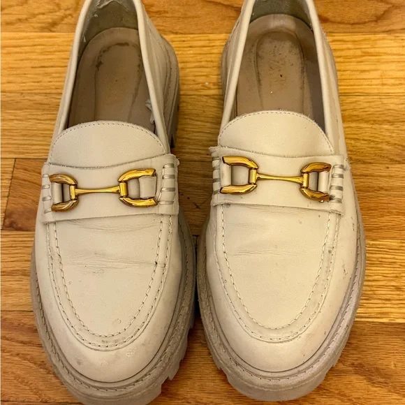 Zara | Shoes | Zara Tan And Gold Loafers With Classic Slipon  display picture 1